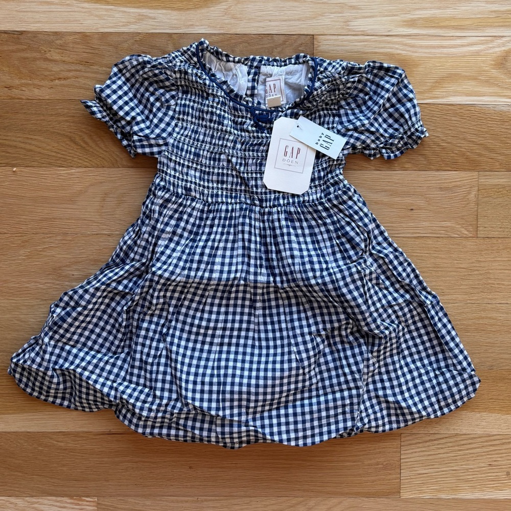 GAP Doen Kids Navy and White Gingham Dress